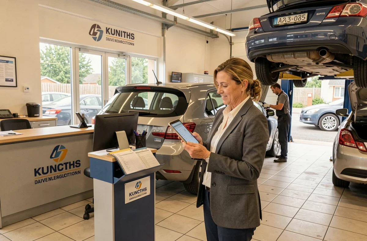 Conseillère de service et mécanicien dans un garage généraliste Andersen Automobiles