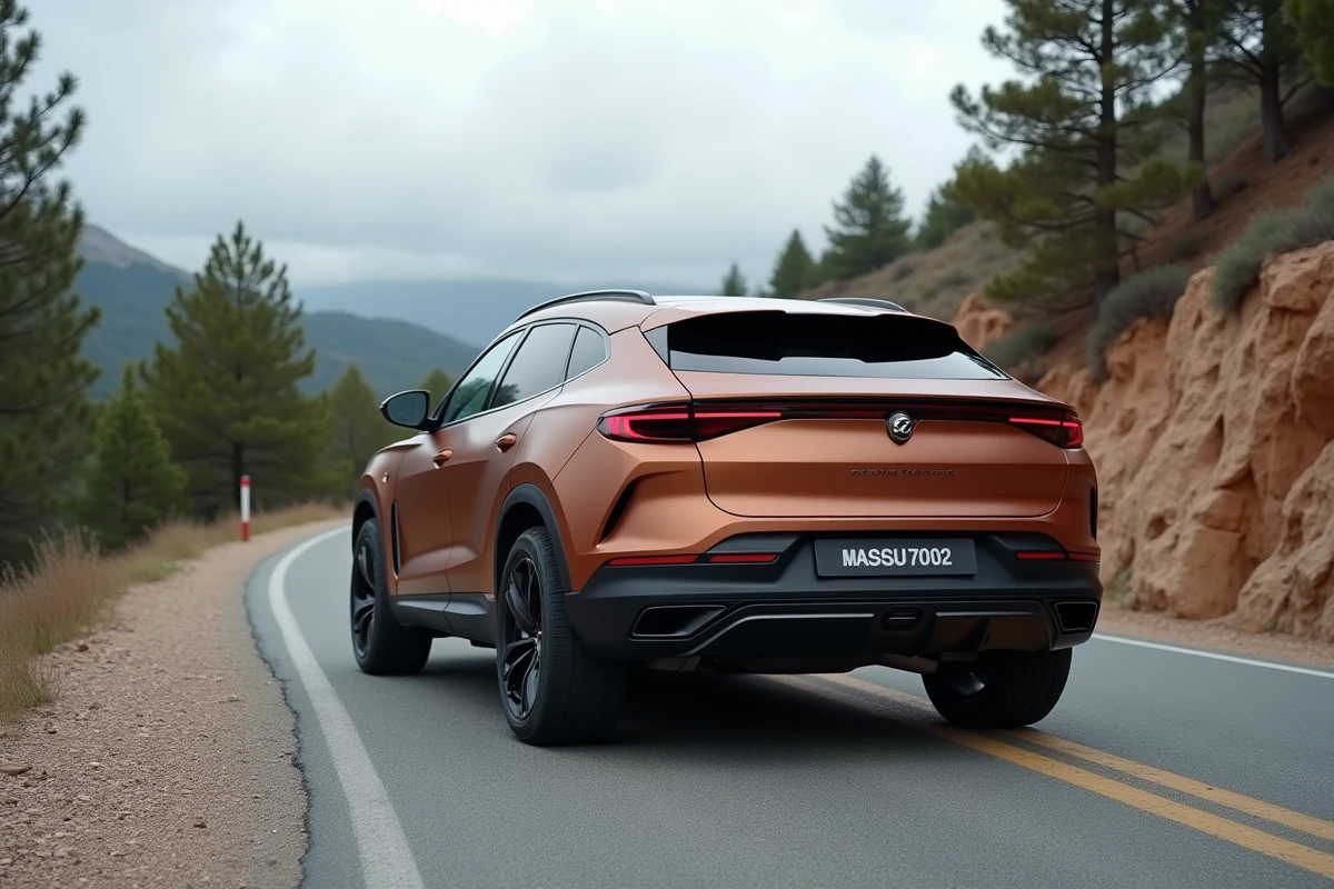 Cupra Formentor SUV coupé en finition cuivre mat sur une route de montagne sinueuse