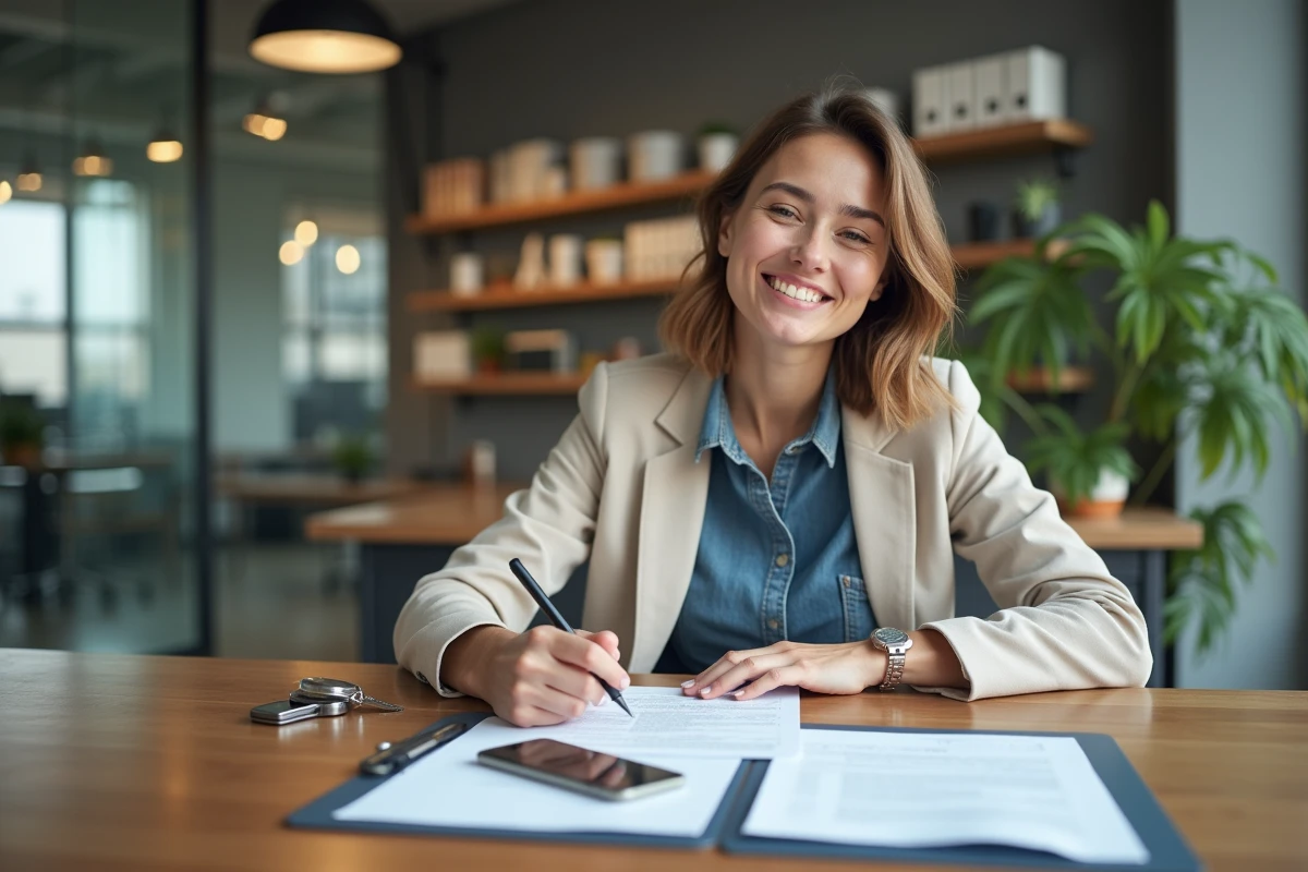 Jeune femme remplissant des formulaires d