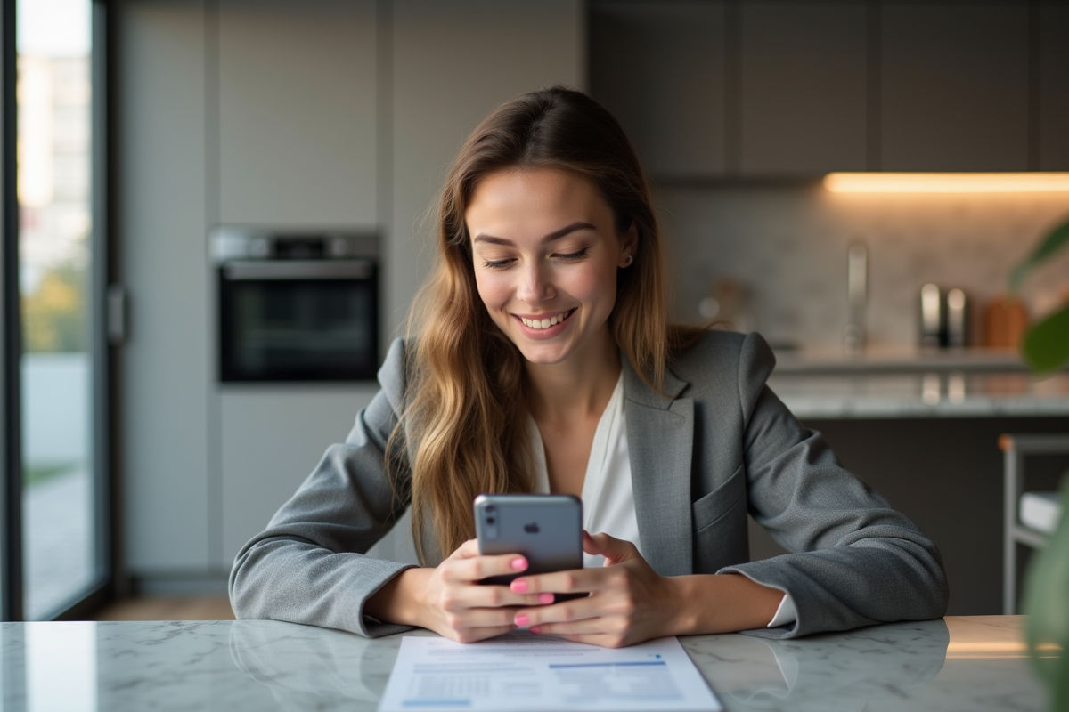 Jeune femme souriante vérifiant son document de voiture