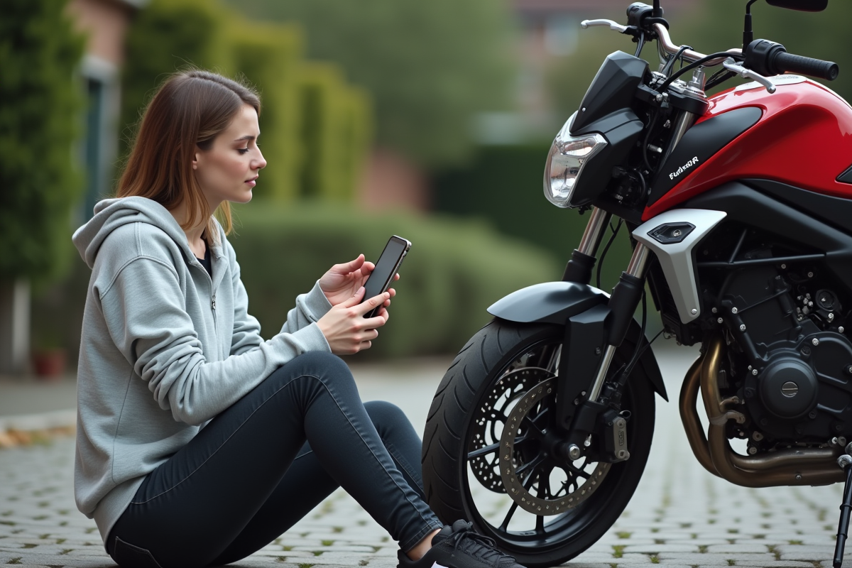 Jeune femme vérifiant la plaque d