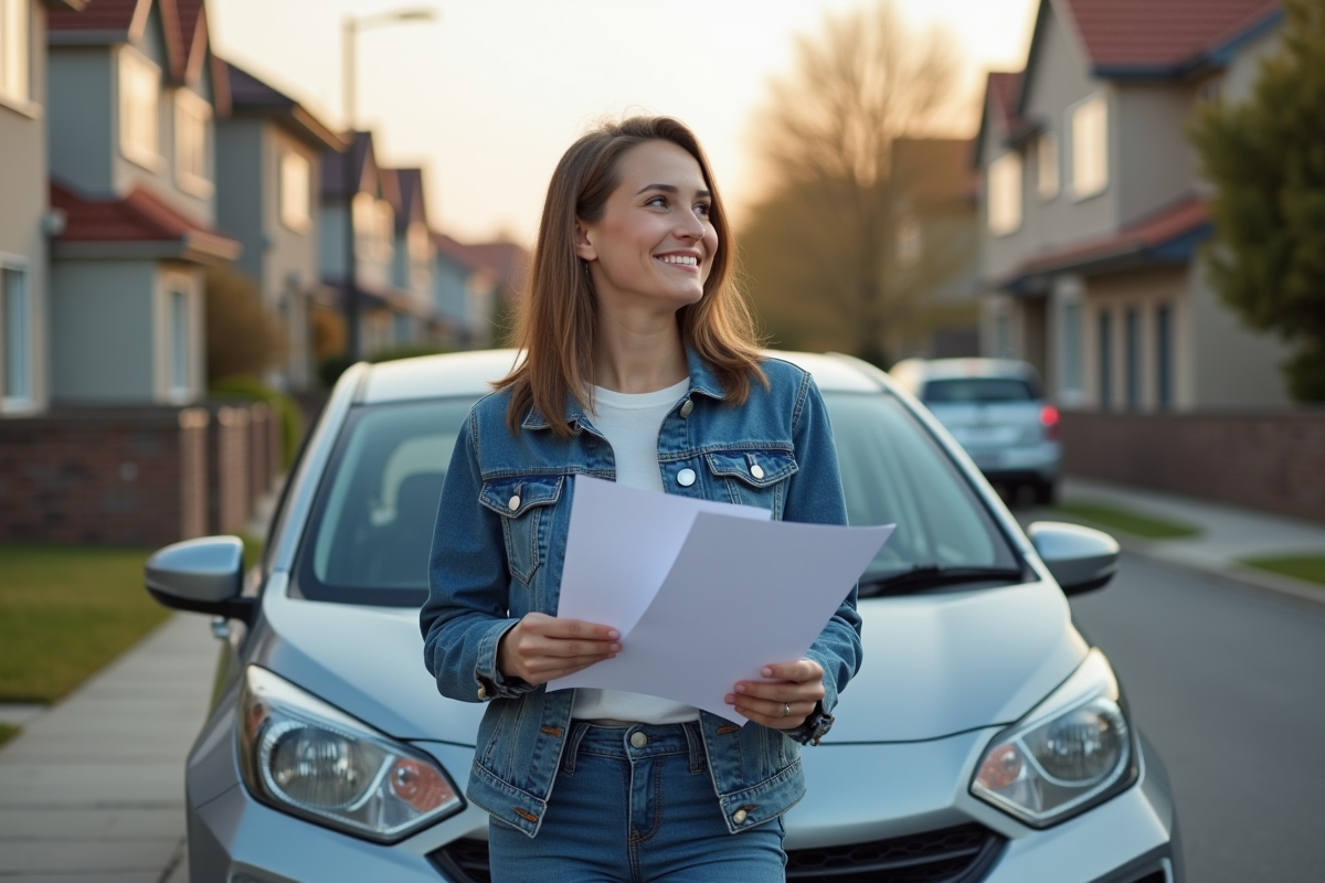 Jeune femme avec documents d