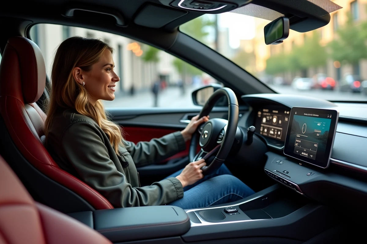Jeune femme au volant d