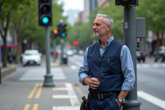 Technicien de traffic vérifiant une boîte de contrôle urbaine